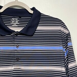 Snake Eyes Mens XL‎ Golf Polo Shirt Striped Blue Gray Dry 18 Athleisure